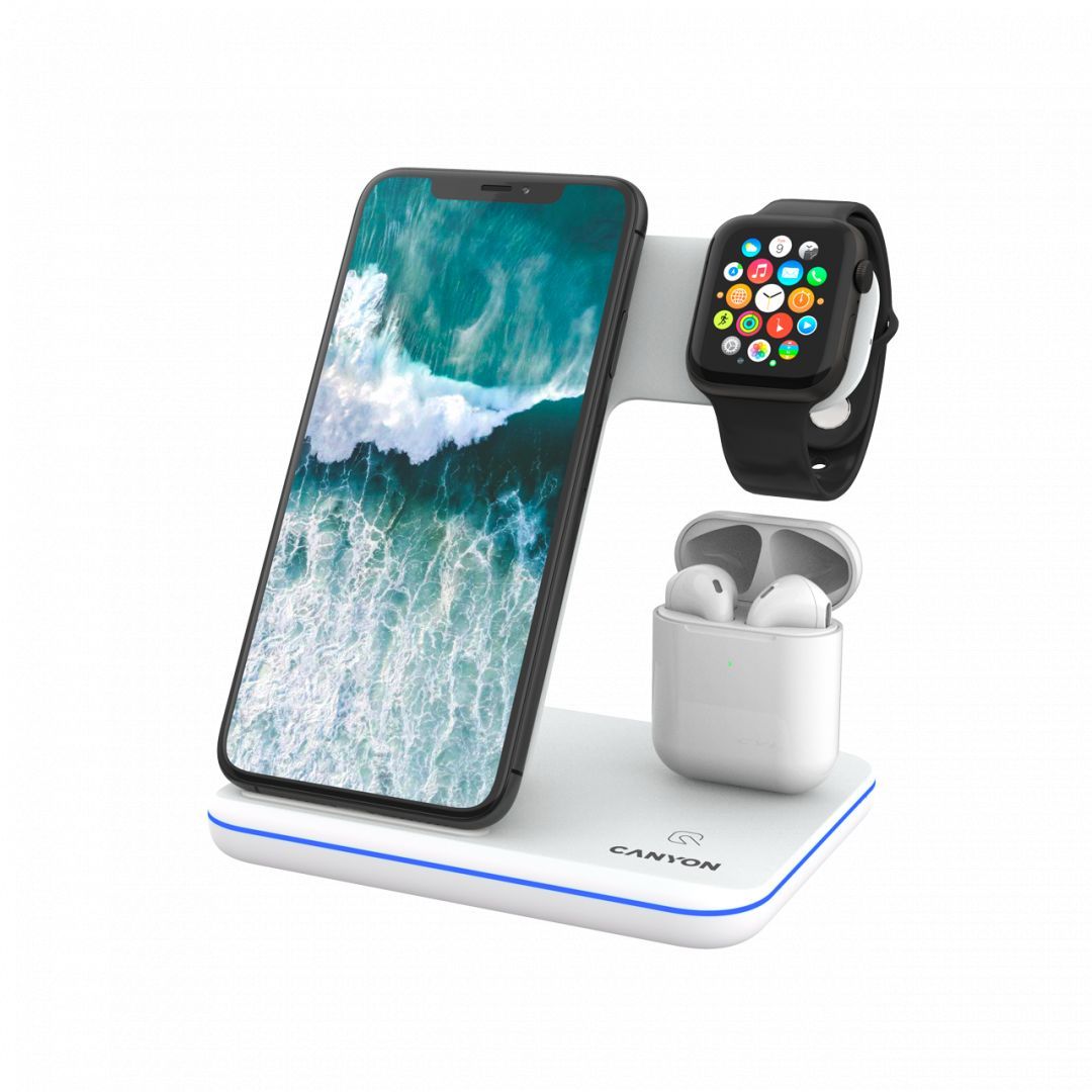 Canyon WS-302 3-in-1 Wireless Charging Station White