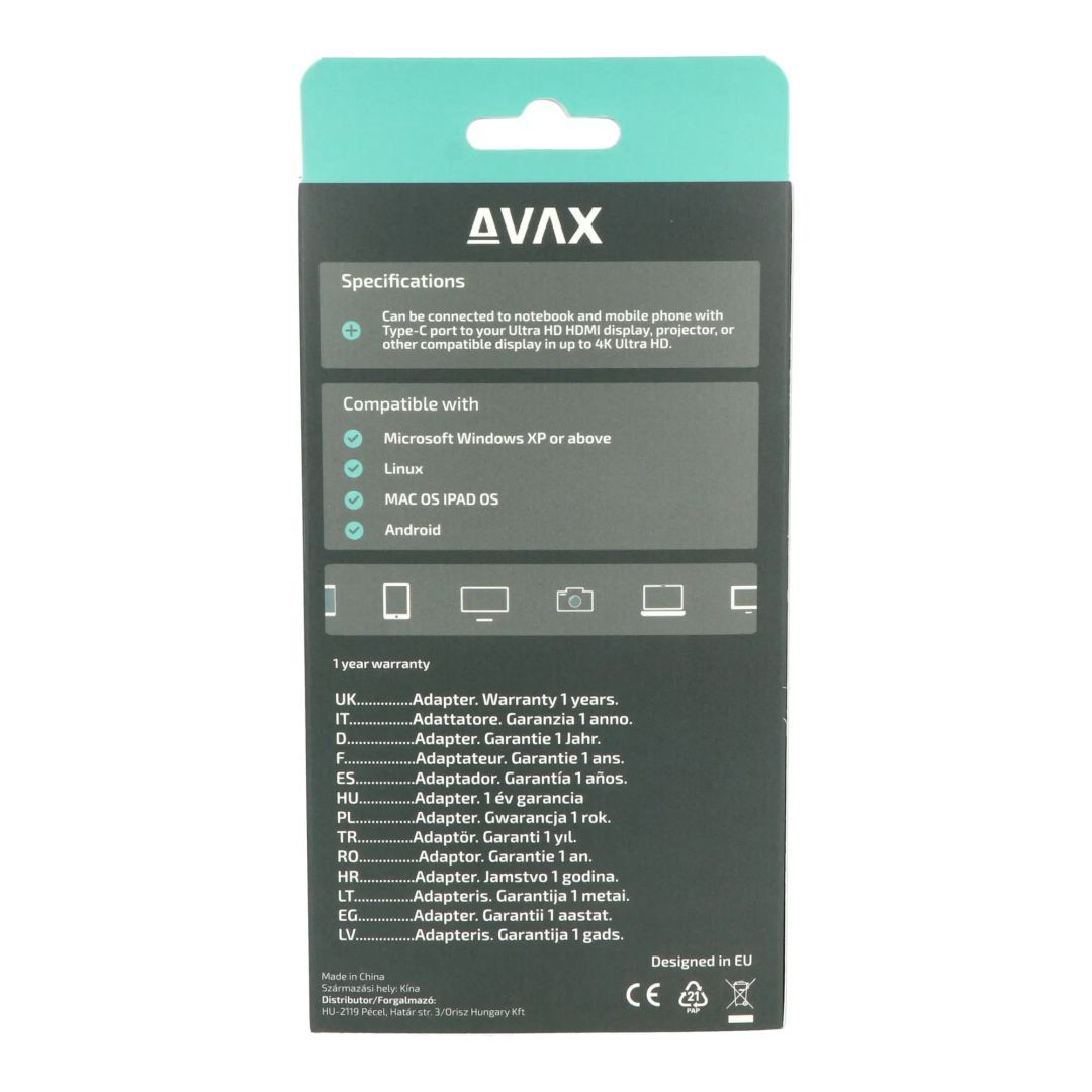 Avax HB902 PRIME Type C 3.2 - 2xHDMI 4K60Hz DUAL monitor adapter