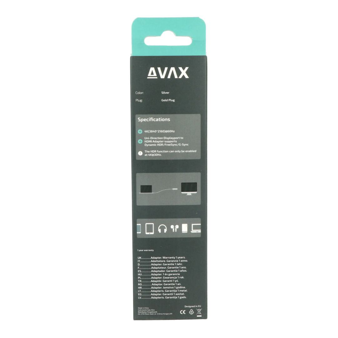 Avax AV600 Displayport - HDMI 1.4 4K/30Hz AV Cable Black