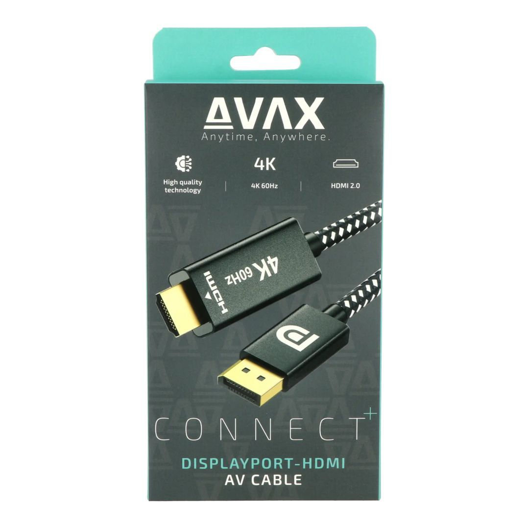 Avax AV601 Displayport - HDMI 2.0 4K/60Hz AV 2m Cable Black