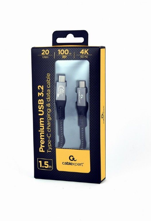Gembird CCBP-USB3-CMCM100-1.5M Premium USB 3.2 Gen 2x2 Type-C charging & data cable 1,5m Black