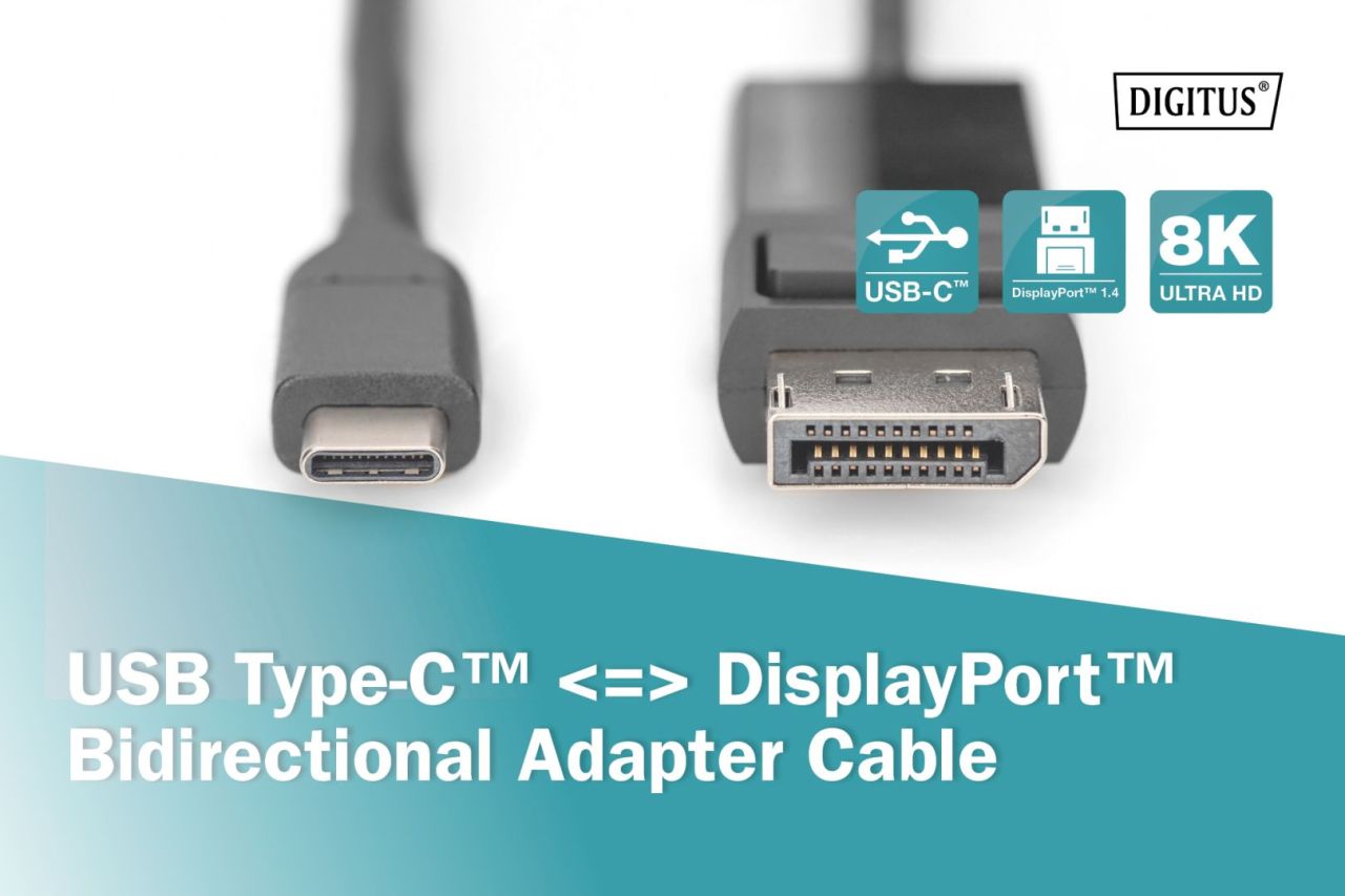Digitus USB Type-C to DisplayPort male/male cable 2m Black