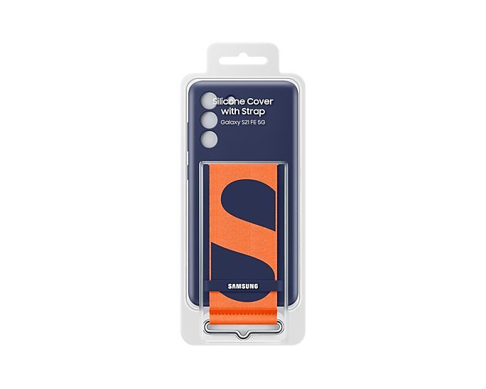 Samsung Galaxy S21FE Silicone Cover with Strap Navy