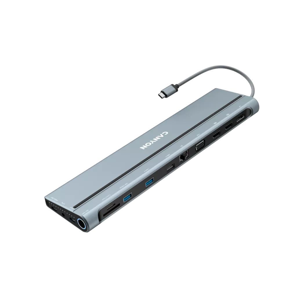 Canyon CNS-HDS90 14 port USB-C Hub Aluminium Silver