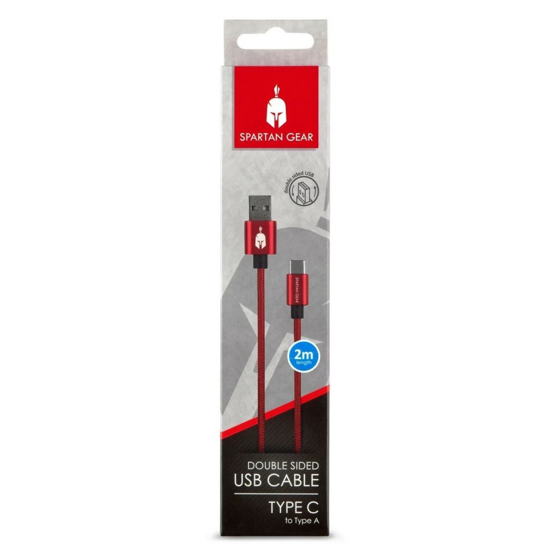 Spartan Gear Double Sided USB Cable (Type C) 2m Red