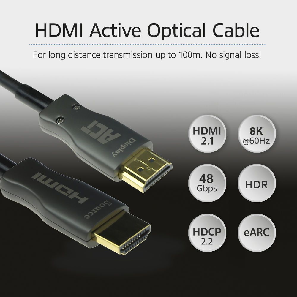 ACT HDMI Premium active optical v2.1 HDMI-A male - HDMI-A male cable 25m Black