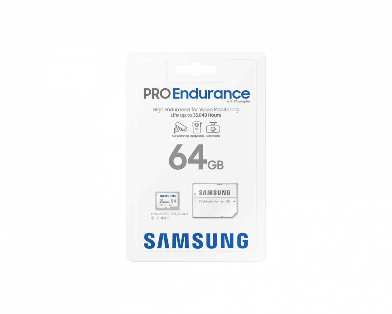 Samsung 64GB microSDXC Class10 U1 V10 PRO Endurance + adapterrel