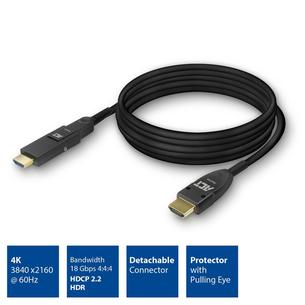 ACT HDMI High Speed with detachable connector v2.0 HDMI-A male - HDMI-A male active optical cable 40m Black