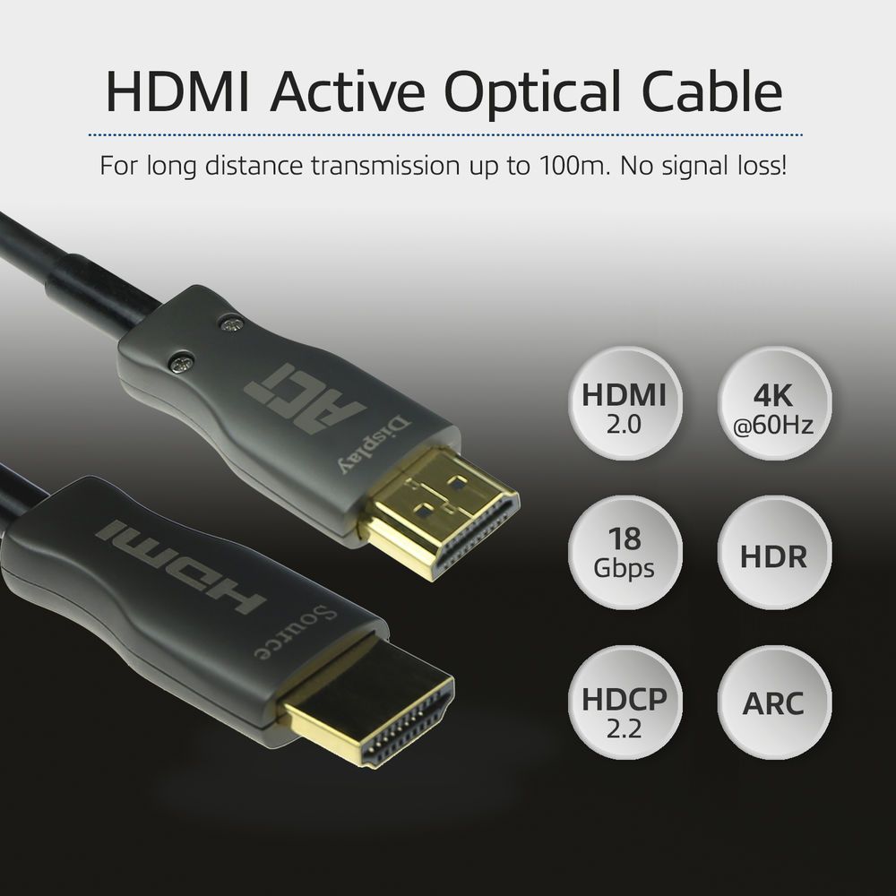 ACT HDMI Premium Active Optical v2.0 HDMI-A male - HDMI-A male cable 60m Black