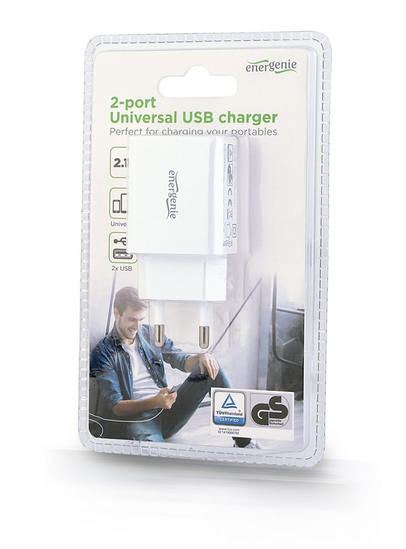 Gembird EG-U2C2A-03-W 2-Port Universal USB Charger 2.1A White