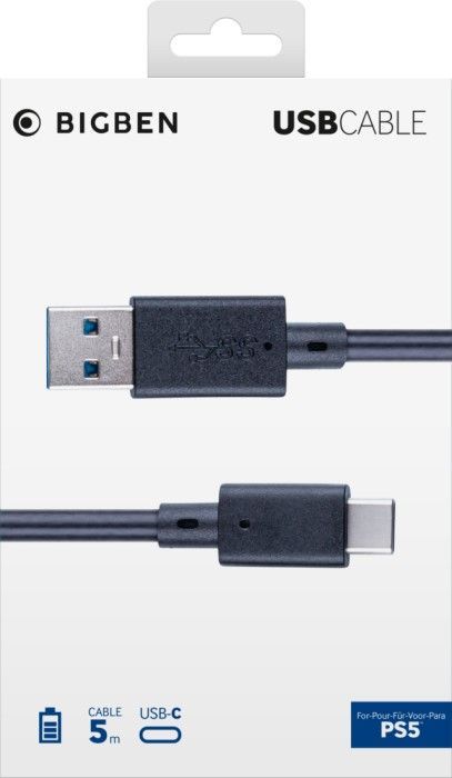 Bigben Interactive PS5 USB-C Charging and Data Cable 5m Black