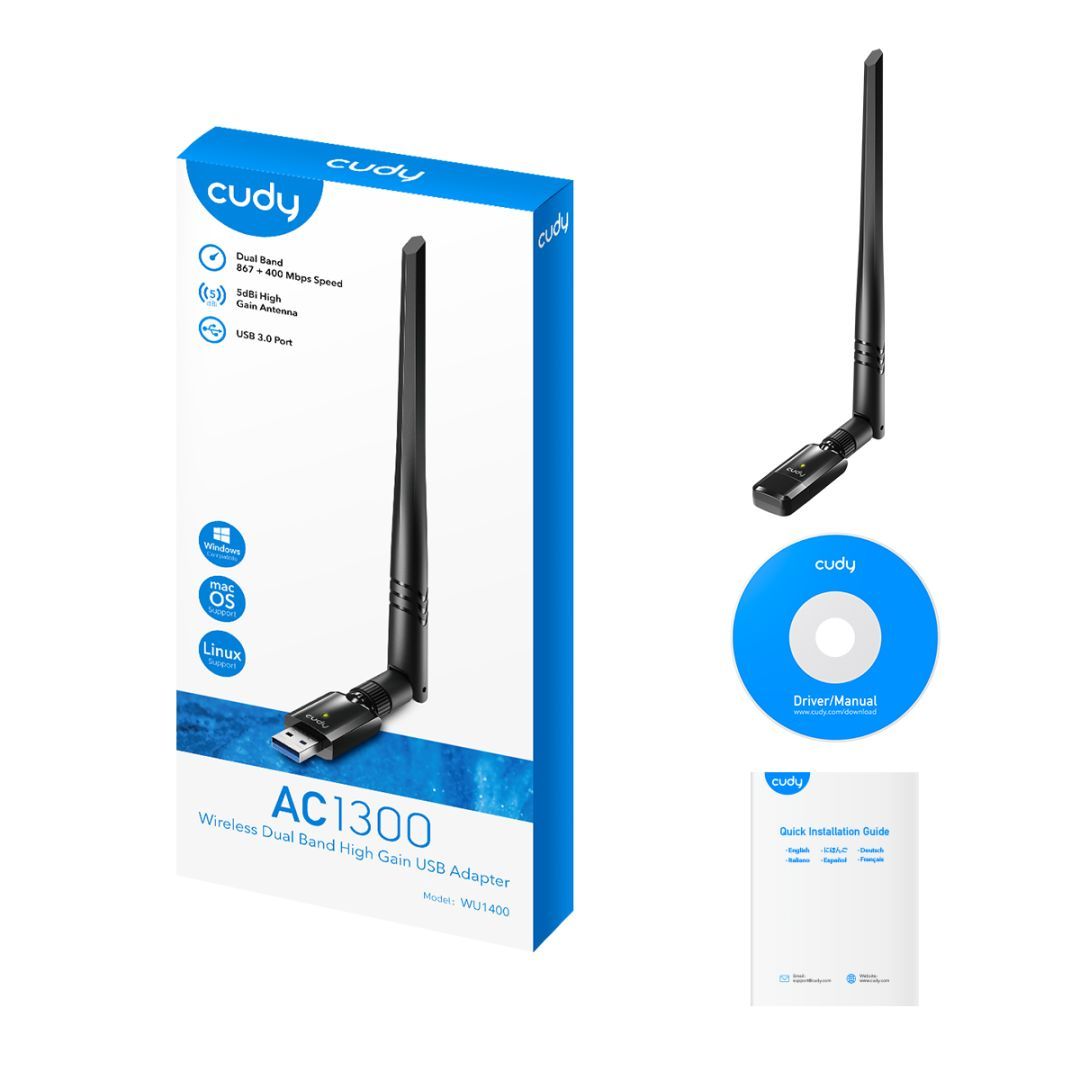 Cudy WU1400 AC1300 High Gain USB Wi-Fi Adapter