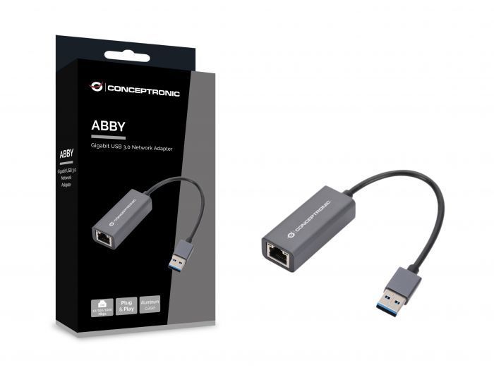 Conceptronic ABBY08G Gigabit USB3.0 Network Adapter Grey