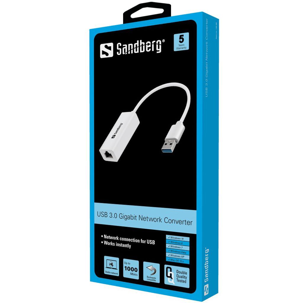 Sandberg USB3.0 Gigabit Network Adapter White