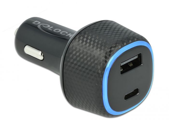 DeLock Car charger USB Type-C PD 3.0 and USB Type-A with 63W Black