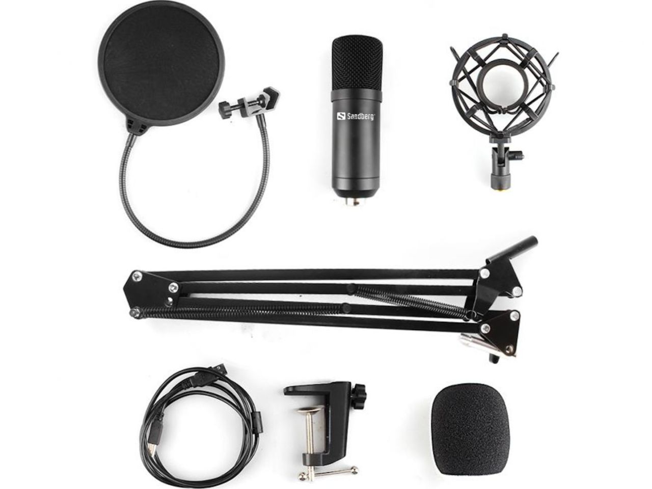 Sandberg Streamer USB Microphone Kit Black