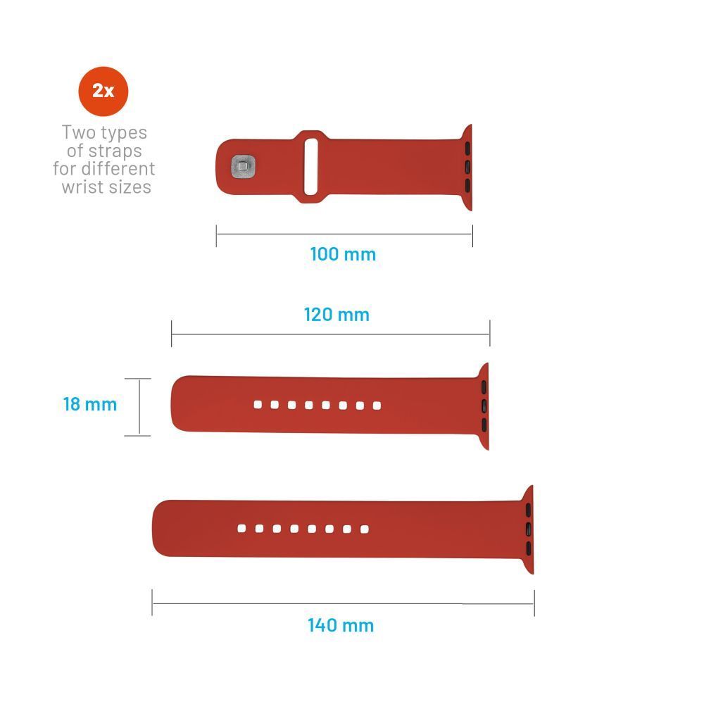 FIXED Silicone Sporty Strap Set for Apple Watch 42/44/45mm Red
