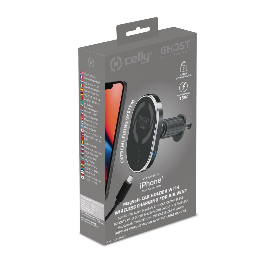 CELLY MagSafe Car Holder With Wireless Charging Black
