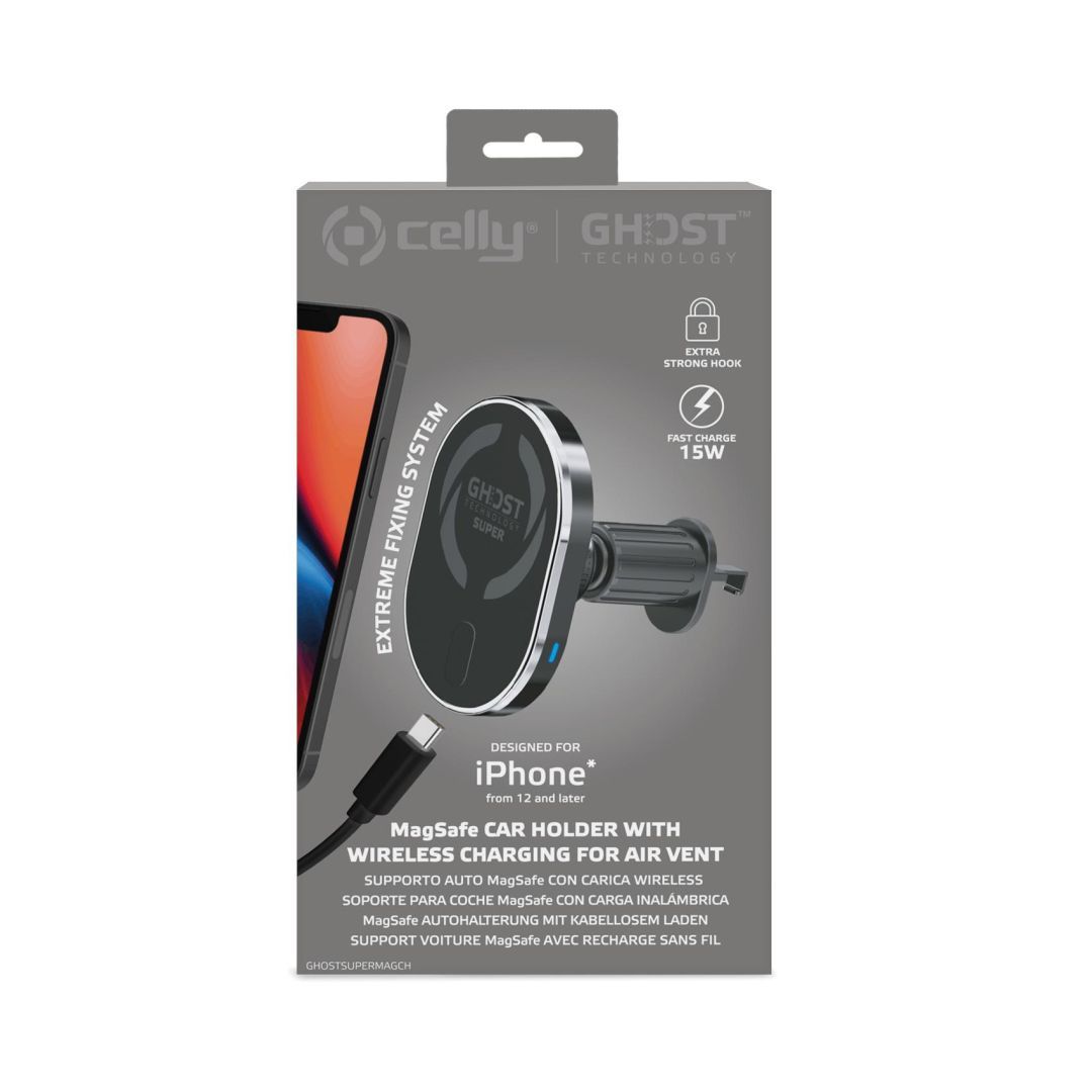 CELLY MagSafe Car Holder With Wireless Charging Black
