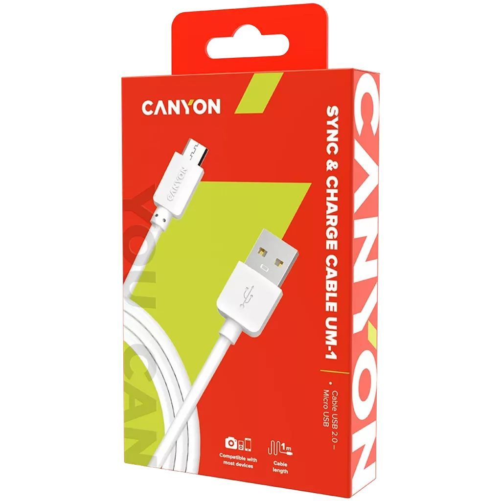 Canyon UM-1 Simple Sync&Charge Cable Micro USB - USB 2.0 1m White