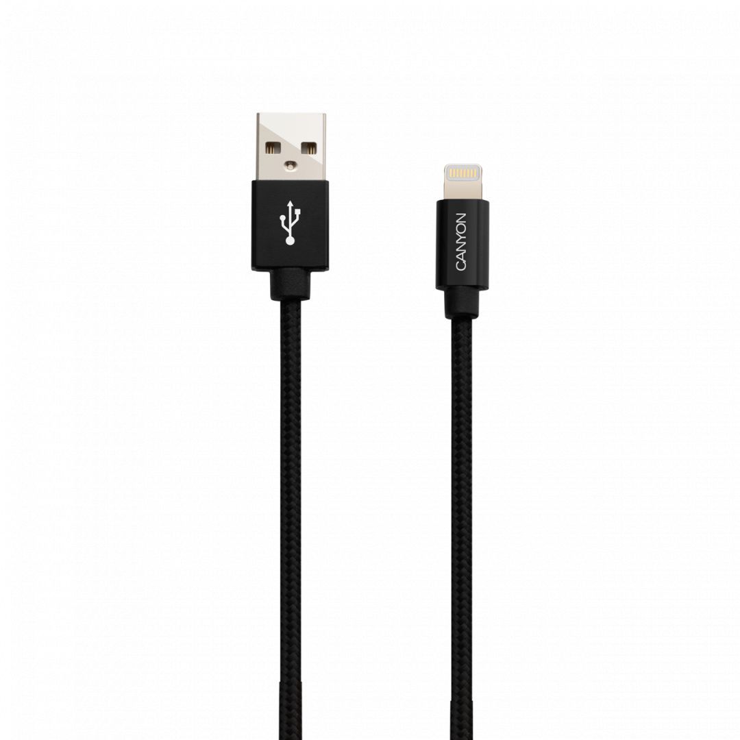 Canyon MFI-3 Charge & Sync MFI braided cable 1m Black