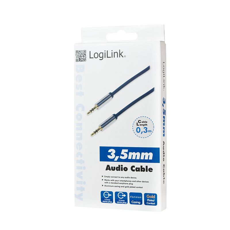 Logilink Audio 3.5 Stereo M/M straight 0,3m cable Blue