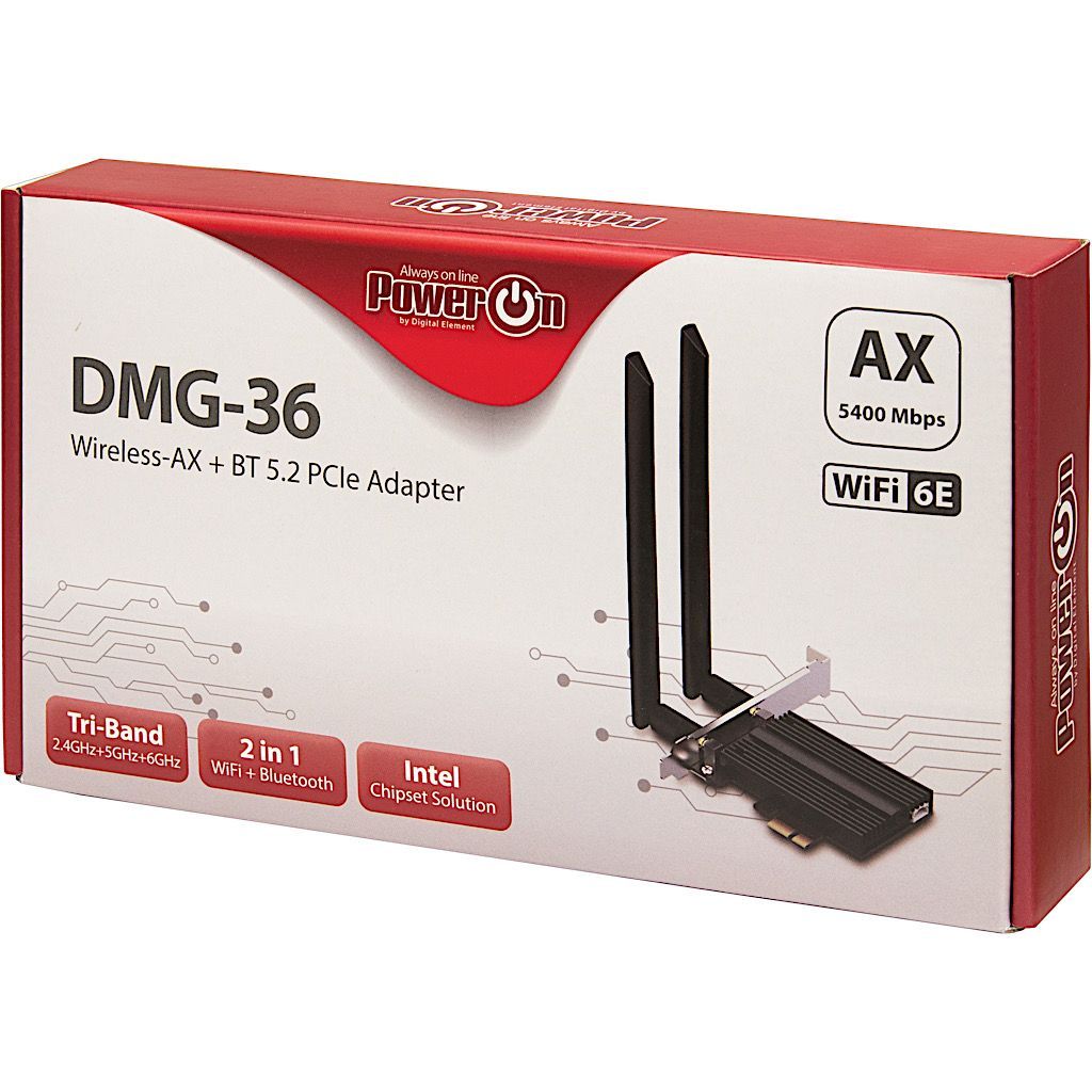 PowerON DMG-36 Wi-Fi 6 + BT5.2 PCIe Adapter