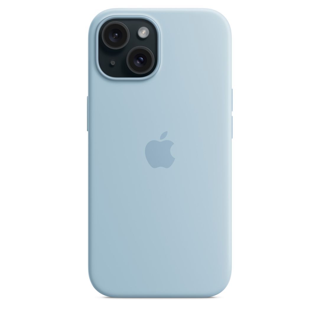 Apple iPhone 15 Silicone Case with MagSafe Light Blue
