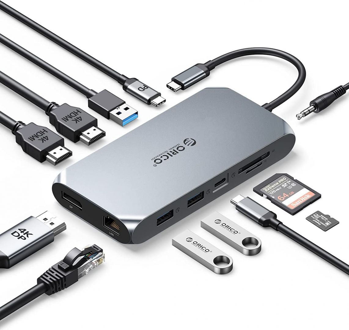 Orico XCR-X33-GY-BP 12in1 USB3.0 Type-C Docking Station Grey