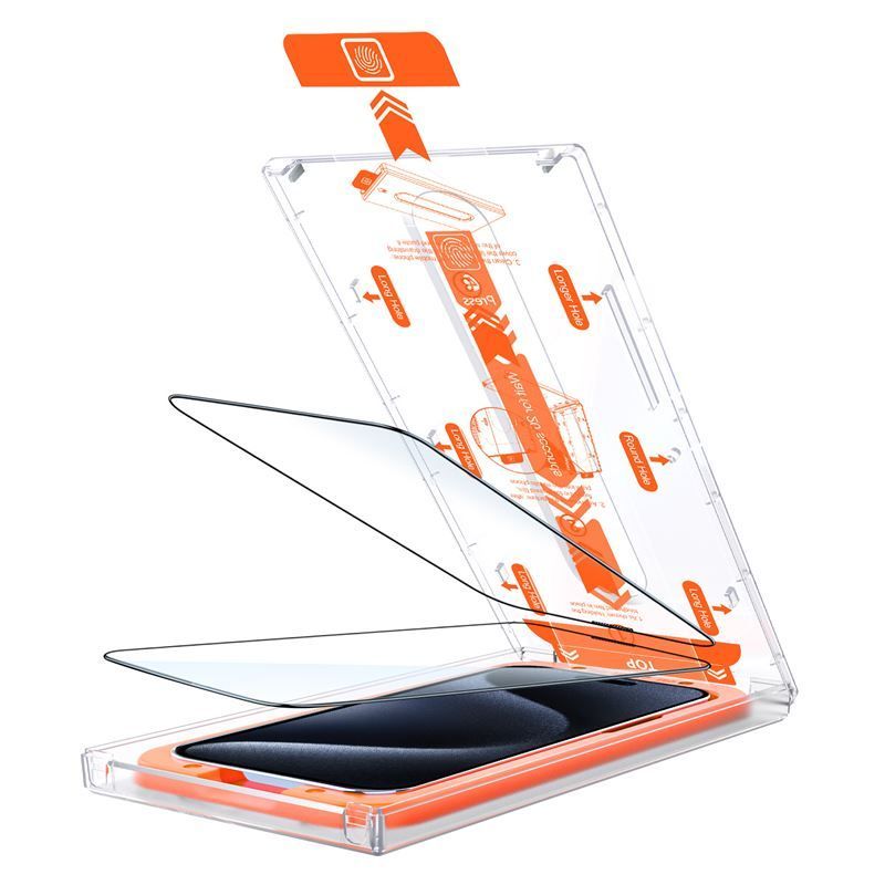Mobile Origin Orange Screen Guard iPhone 15 with easy applicator, 2 pack