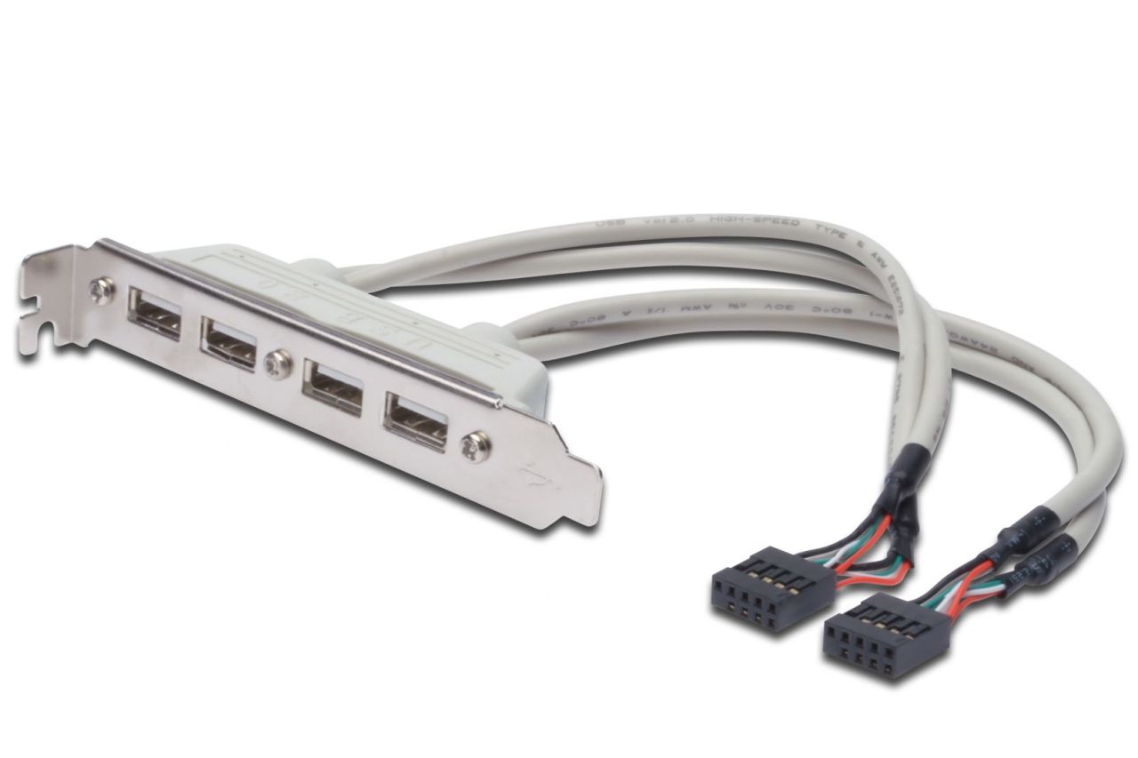 Assmann USB Slot Bracket cable, 4x type A-2x10pin IDC