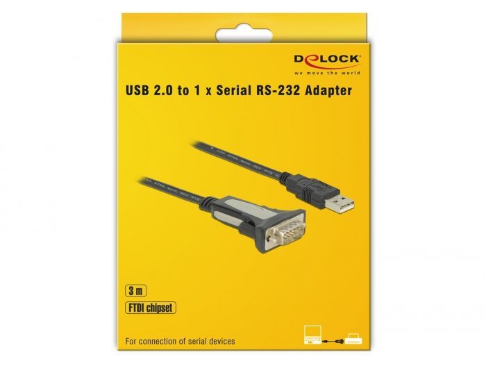 DeLock Adapter USB 2.0 Type-A to 1 x Serial RS-232 DB9 3m