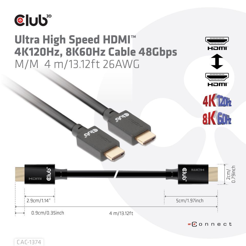 Club3D Ultra High Speed HDMI cable 4m Black