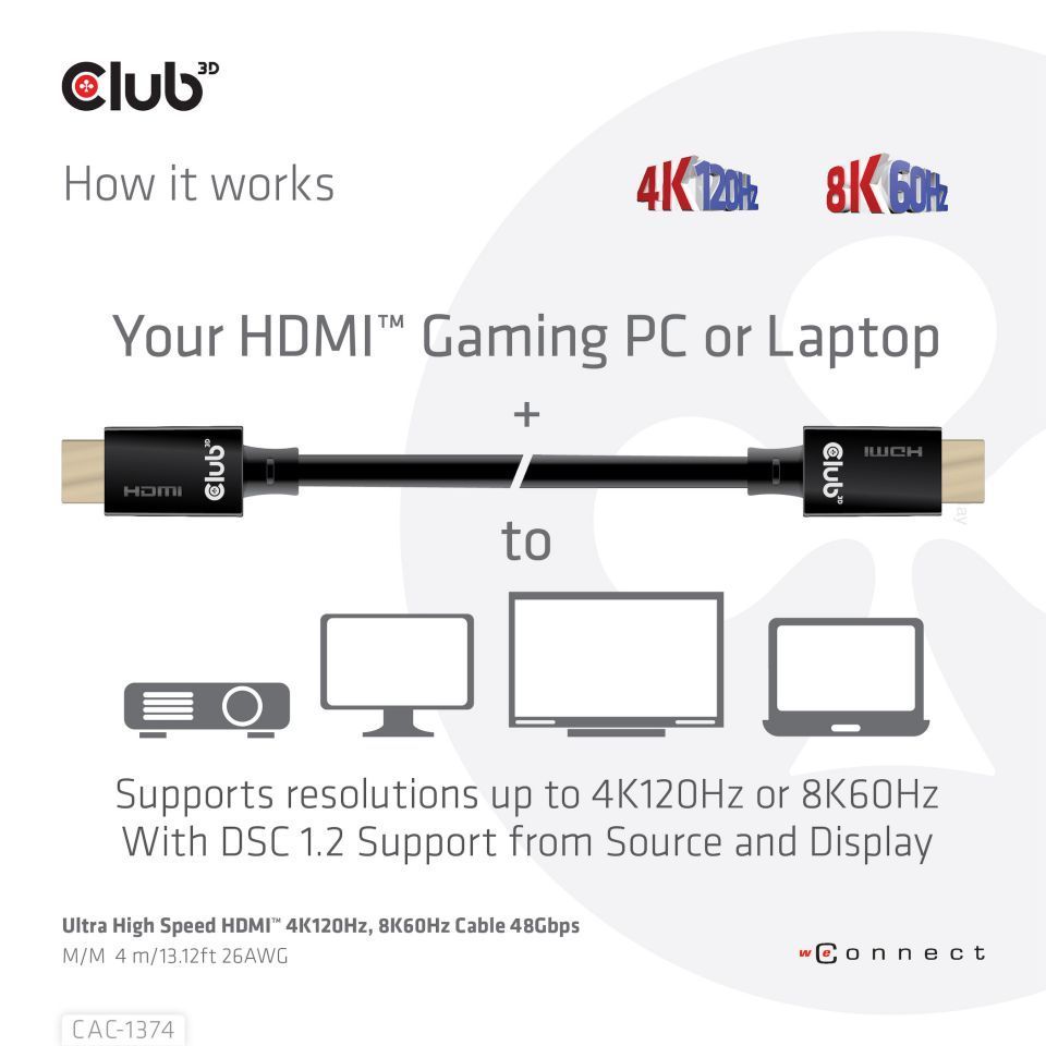 Club3D Ultra High Speed HDMI cable 4m Black