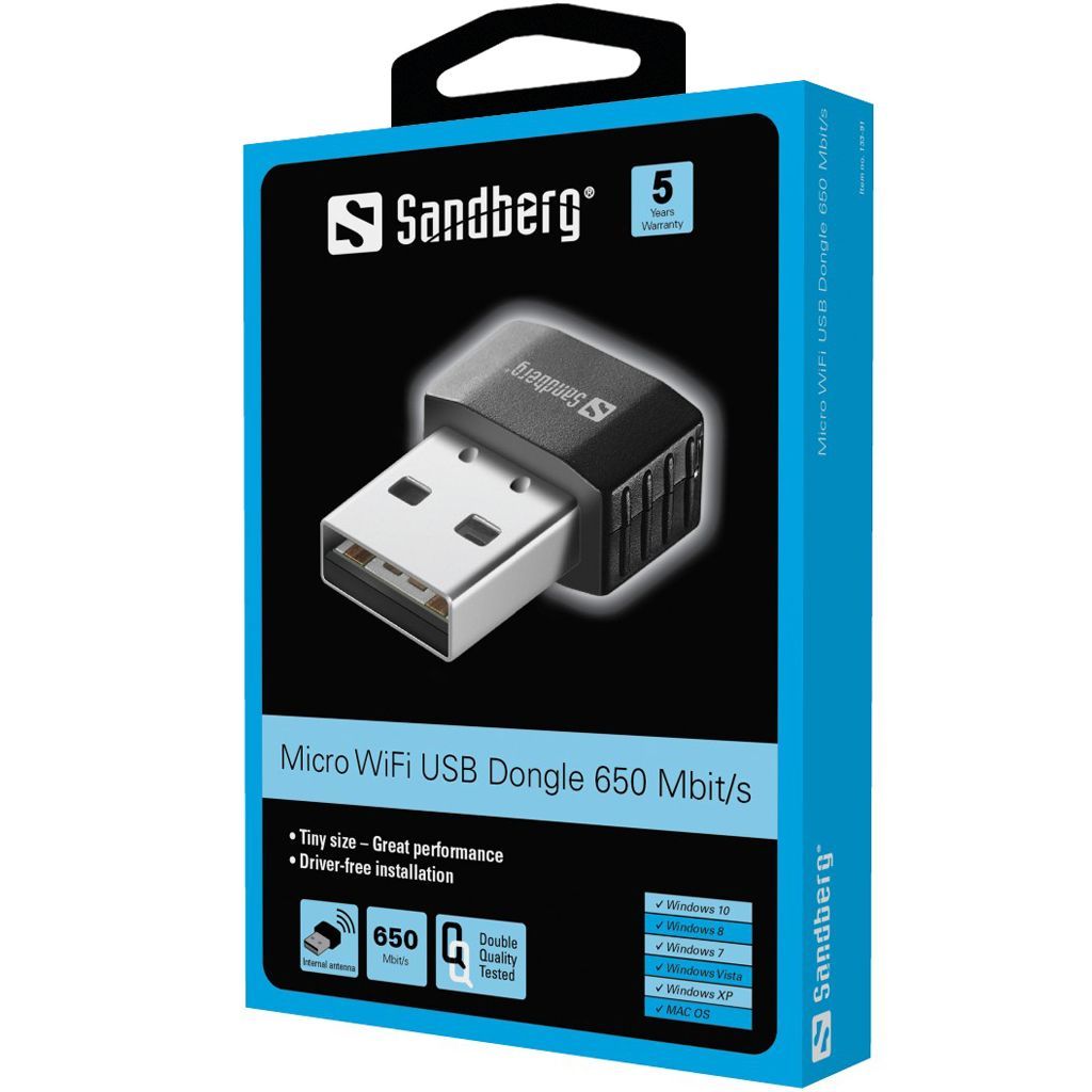 Sandberg Micro Wifi Dongle 650 Mbit/s Black