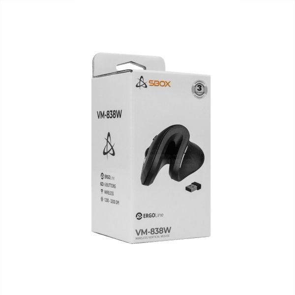 SBOX VM-838W Vertical wireless mouse Black