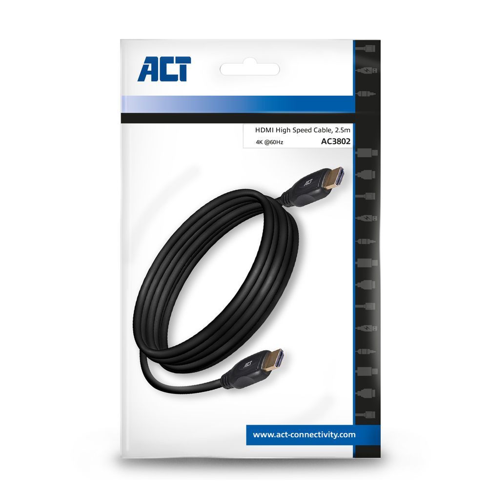 ACT AC3802 HDMI 4K High Speed cable HDMI-A male - HDMI-A male 2m Black