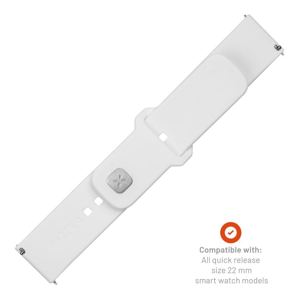 FIXED Silicone Sporty Strap Set with Quick Release 22mm for smartwatch White