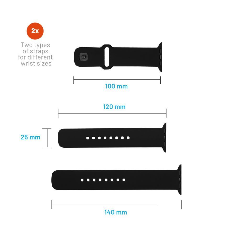 FIXED Silicone Sporty Strap Set for Apple Watch Ultra 49mm Black