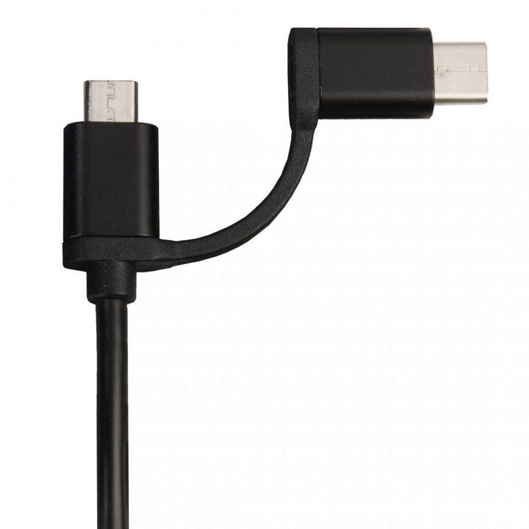 Hama 4-in-1 microUSB cable with USB-C adapter data charging OTG 1m Black