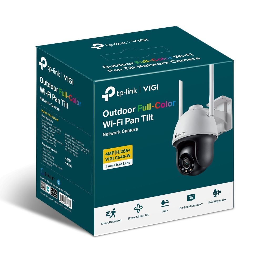 TP-Link VIGI C540-W (4mm) 4MP Outdoor Full-Color Wi-Fi Pan Tilt Network Camera