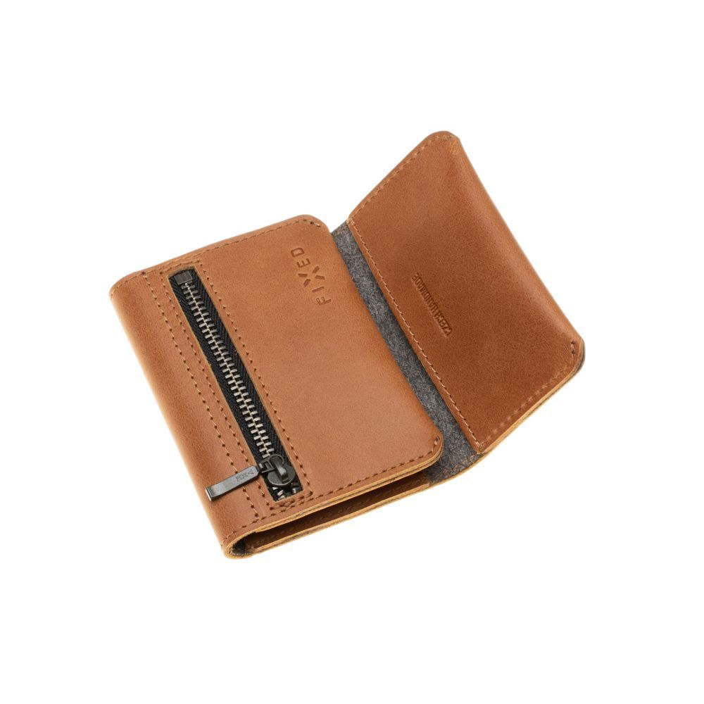 FIXED Leather wallet Tripple Wallet made of genuine cowhide, brown