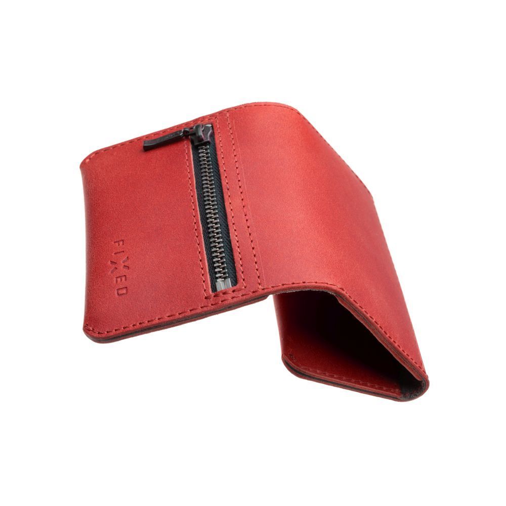 FIXED Leather wallet Tripple Wallet made of genuine cowhide, red