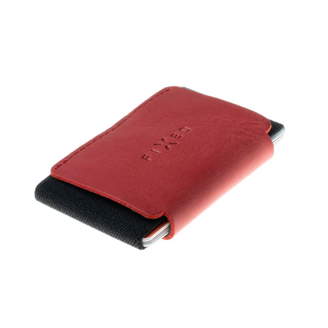 FIXED bőr pénztárca külső AirTag tartóval, piros