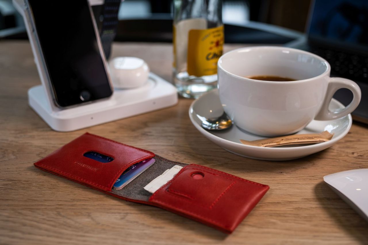 FIXED Bőr pénztárca Smile Wallet with smart tracker Smile PRO Piros