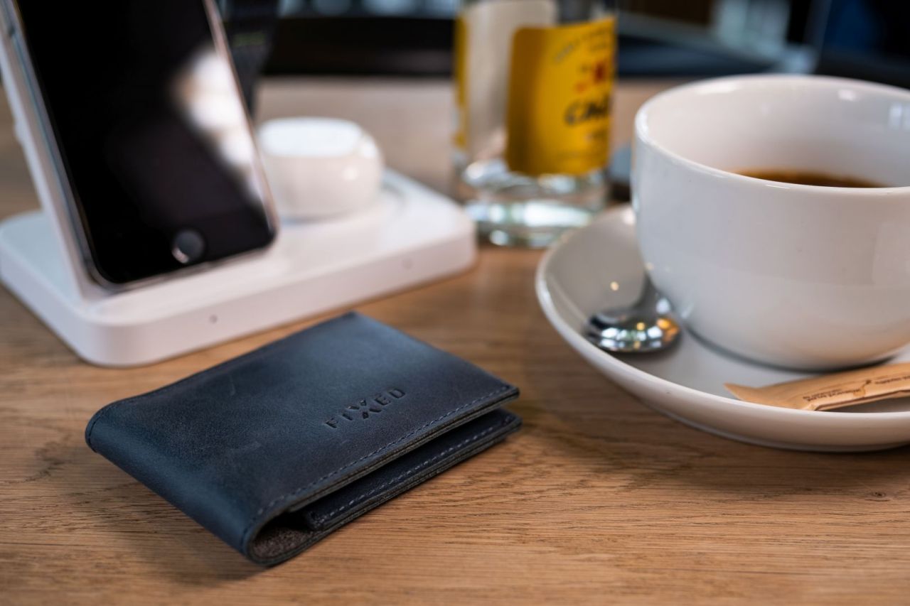 FIXED Bőr pénztárca Smile Wallet with smart tracker Smile PRO Kék