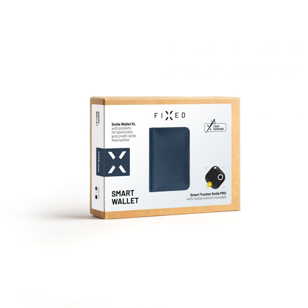 FIXED Bőr pénztárca Smile Wallet XL with smart tracker Smile PRO Kék