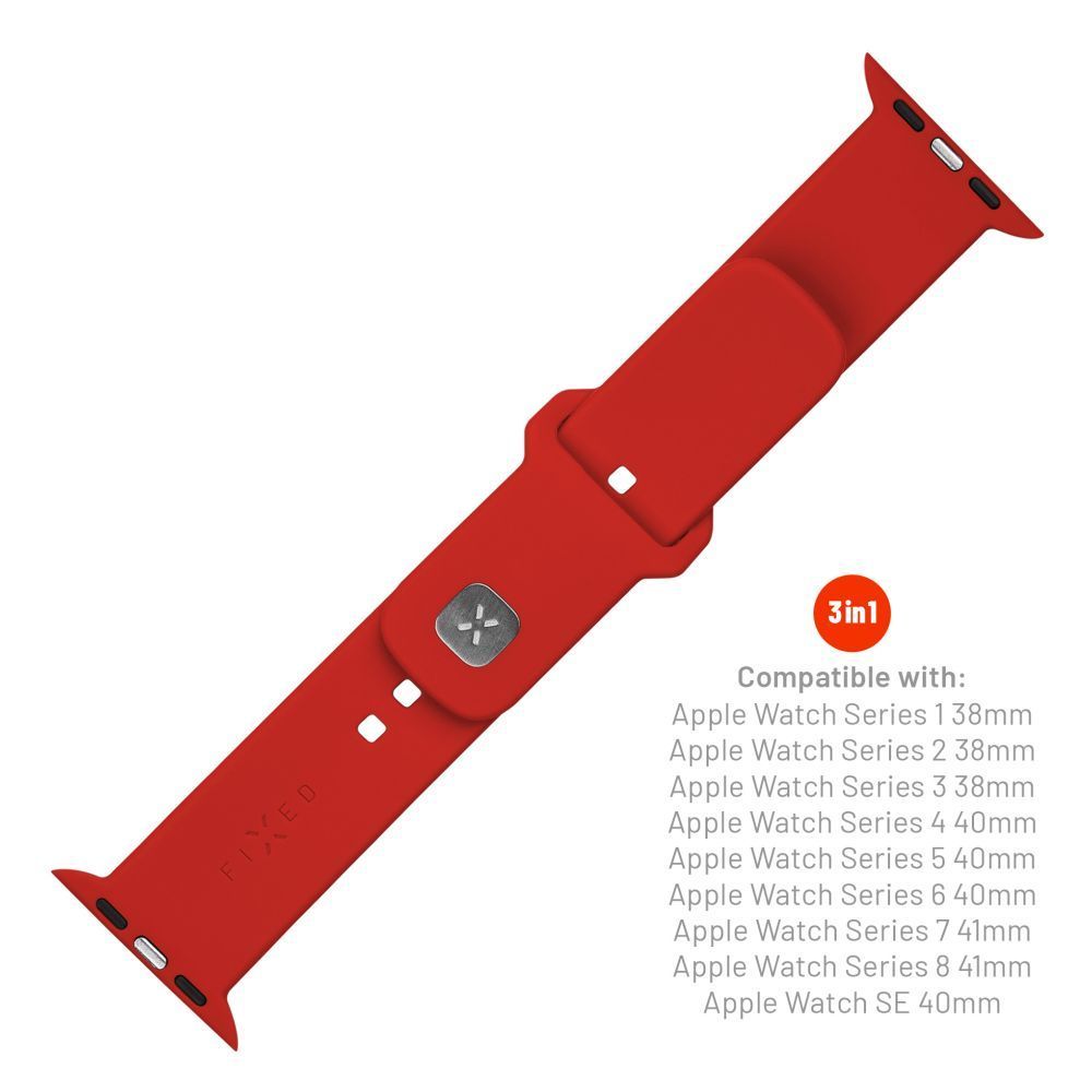 FIXED Silicone Sporty Strap Set for Apple Watch 38/40/41mm Red