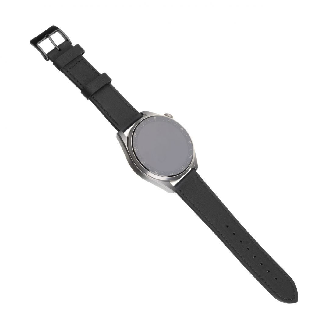 FIXED Leather Strap Smartwatch 20mm wide Fekete