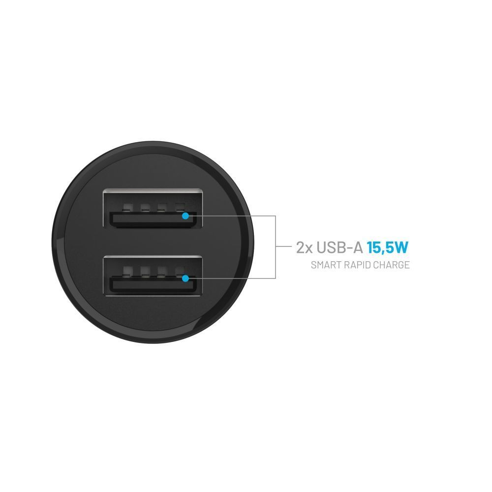 FIXED Dual USB Car Charger 15W Black